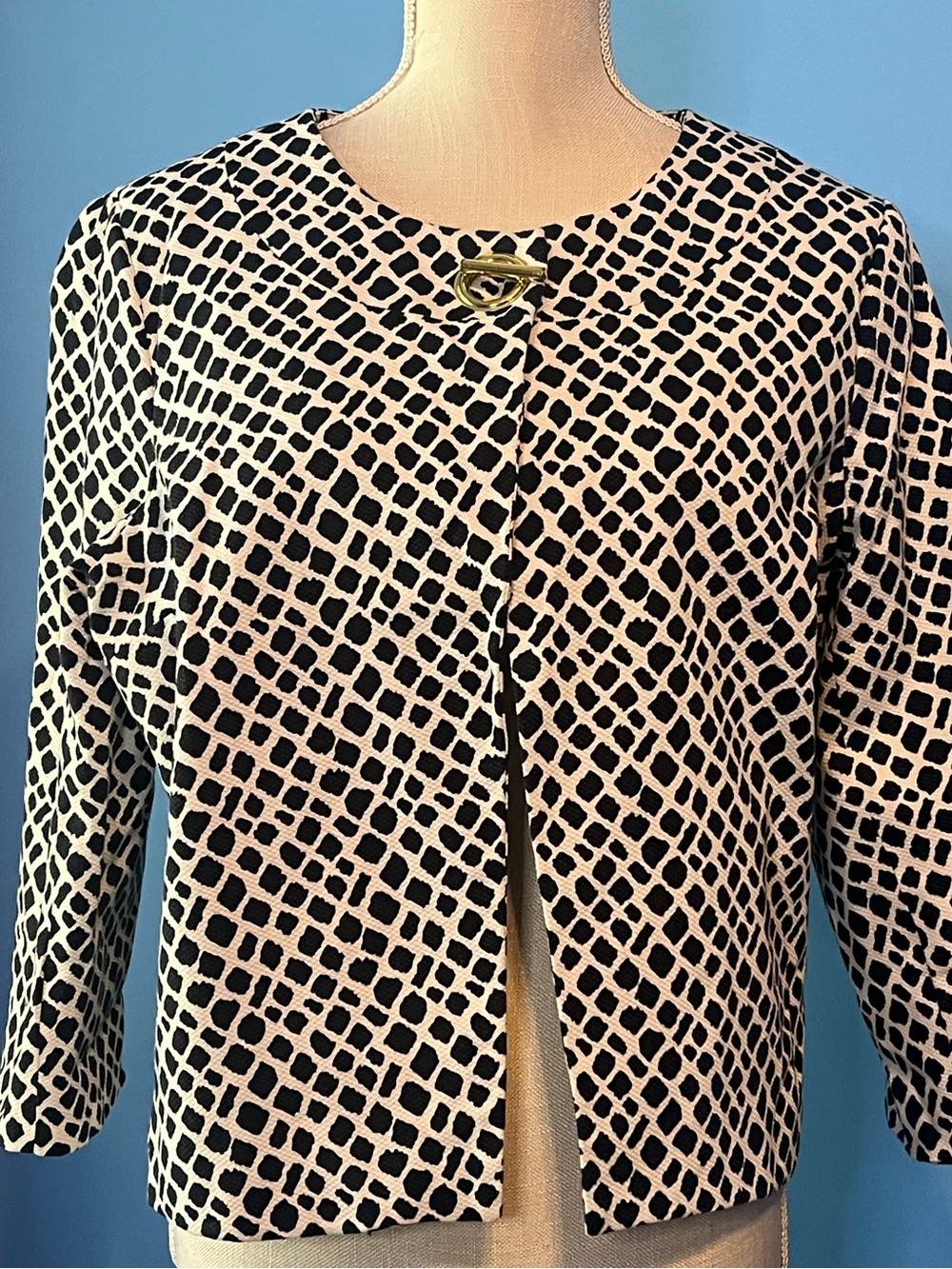 Charter Club Geometric Print Jacket in Black & White, Size L